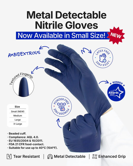Metal Detectable Nitrile Gloves S