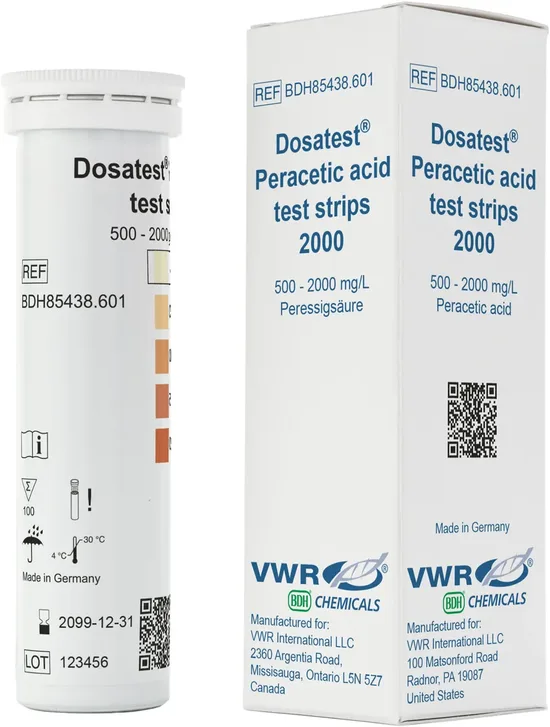 Test strips, peracetic acid, Dosatest